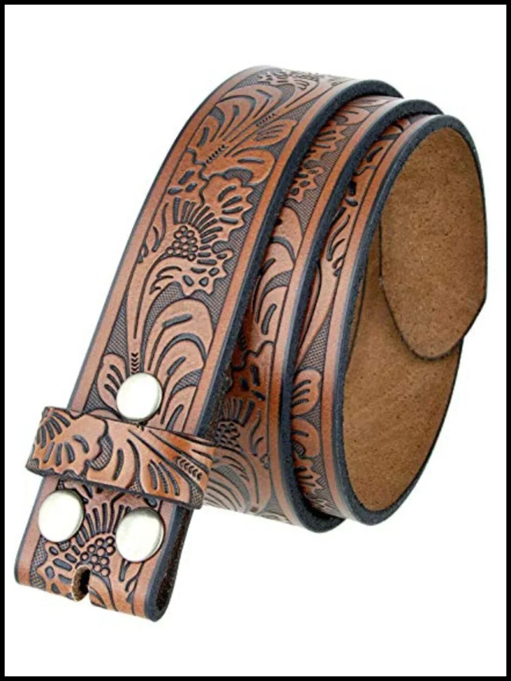 Hand Tooled Genuine Leather Belt Strap 1.5 Inch Western Floral Engraved